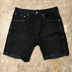 Purple Brand Shorts Mens 30 (Fits 32) Black Raw Hem Denim P020 Distressed